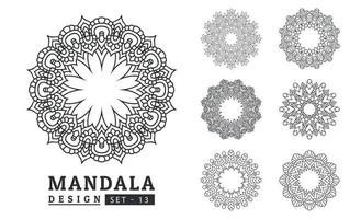 negro y blanco flor mandala diseños conjunto vector