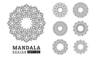 Black and white flower mandala designs set vector