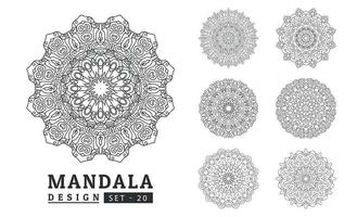 Black and white flower mandala art set vector