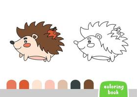 Cute Hedgehog Coloring Book for Kids Page for Books, Magazines, Vector Illustration Doodle Template