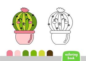 Cactus Coloring Book for Kids Page for Books, Magazines, Doodle Vector Illustration Template