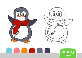 Penguin Coloring Book for Kids Page for Books, Magazines, Doodle Vector Illustration Template