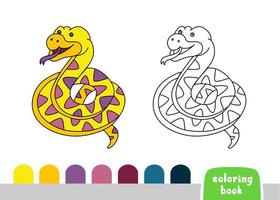 Cute Snake Coloring Book for Kids Page for Books, Magazines, Vector Illustration Doodle Template