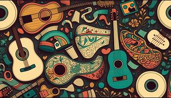 . . Abstract music sound audio pattern background with music instruments. Graphic Art photo