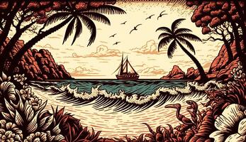 . . Tropical marine ocean sea paradise inspiration. Adventure explore adventure vacation nautical vibe. Graphic Art photo