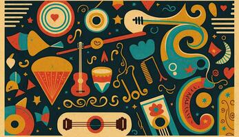 . . Abstract music sound audio pattern background with music instruments. Graphic Art photo