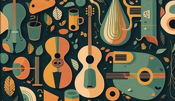 . . Abstract music sound audio pattern background with music instruments. Graphic Art photo