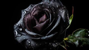 . . Close macro shot photo of realistic flower black rose. Can be used for wedding romantic or love concept. Graphic Art