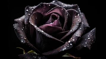 . . Close macro shot photo of realistic flower black rose. Can be used for wedding romantic or love concept. Graphic Art