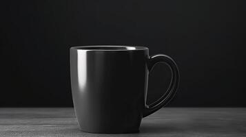 . . Black black template mug cup mock up. Can be used for graphic design or marketing. Graphic Photo Art