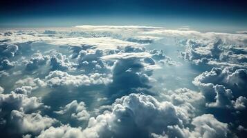 ai generado. ai generativo. foto de cerca nubes cielo parte superior de el horizonte. fotografía desde el avión. gráfico Arte