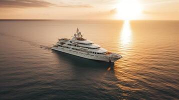 . . Photo Photography shot aerial from drone. Luxury big boat yacht. Cruise adventure vacation vibe. Can be used for promoting design agency. Graphic Art