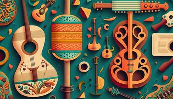 . . Abstract music sound audio pattern background with music instruments. Graphic Art photo