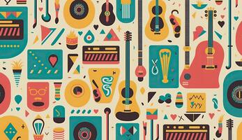 . . Abstract music sound audio pattern background with music instruments. Graphic Art photo