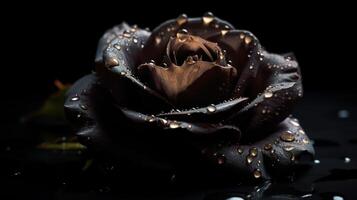 . . Close macro shot photo of realistic flower black rose. Can be used for wedding romantic or love concept. Graphic Art