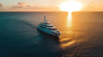 . . Photo Photography shot aerial from drone. Luxury big boat yacht. Cruise adventure vacation vibe. Can be used for promoting design agency. Graphic Art