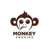 Smoking Monkey Logo Design Isolated On White Background vector