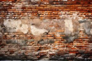 An ancient brick wall background texture created with technology. photo