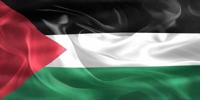 Ilustración 3d de una bandera palestina - bandera de tela ondeante realista foto