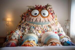 A monster made of pillows created with technology. photo