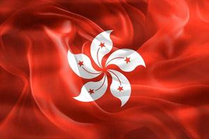 bandera de hong kong - bandera de tela ondeante realista foto