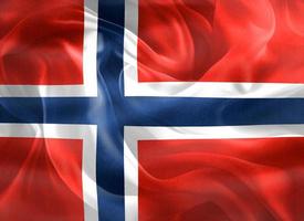 Ilustración 3d de una bandera de noruega - bandera de tela ondeante realista foto