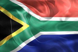 Ilustración 3D de una bandera de Sudáfrica - bandera de tela ondeante realista foto