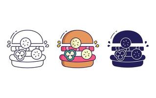 vegetariano hamburguesa vector icono