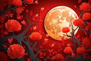 Chineese moon festival concept background created with technology. photo