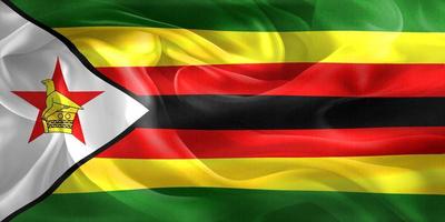 3D-Illustration of a Zimbabwe flag - realistic waving fabric flag photo