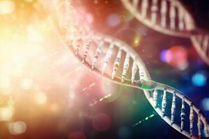 Human dna biological concept on a soft bokeh background created with technology. photo