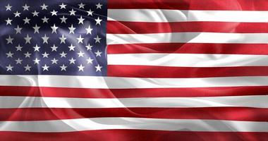 Ilustración 3D de una bandera de EE. UU. - Bandera de tela ondeante realista foto