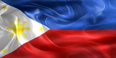 Ilustración 3d de una bandera de filipinas - bandera de tela ondeante realista foto