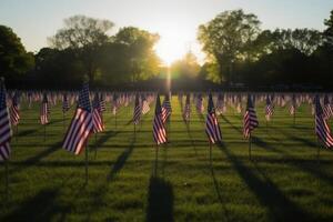 Festive background for the American Memorial Day created with generative AI technology. photo