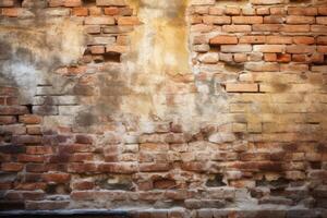 An ancient brick wall background texture created with technology. photo