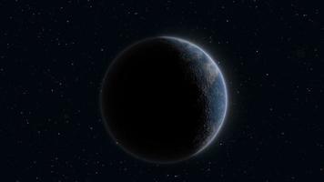 astratto pianeta realistico blu extraterrestre futuristico il giro sfera contro il sfondo di stelle nel spazio, video 4k, 60 fps