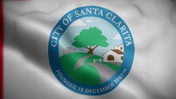 Santa clarita Kalifornien USA Flagge Schleife Hintergrund 4k video