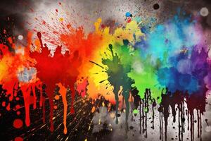 Colorful paint splashes background texture created with technology. photo