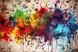 Colorful paint splashes background texture created with technology. photo