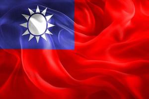 3D-Illustration of a Taiwan flag - realistic waving fabric flag photo