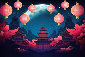 Chineese moon festival concept background created with technology. photo