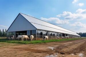 A modern large barn for cows for milk production created with technology. photo