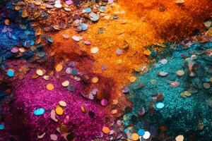 Colorful glitter background in different spectral colors created with technology. photo