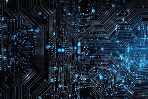 Abstract circuit design of a computer board created with technology. photo