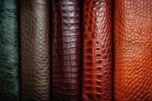 Leather surface texture in different colors created with technology. photo