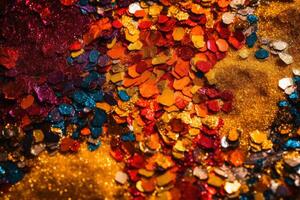 Colorful glitter background in different spectral colors created with technology. photo