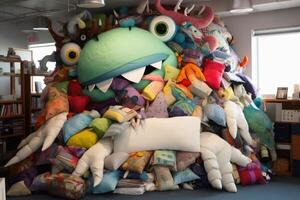 A monster made of pillows created with technology. photo