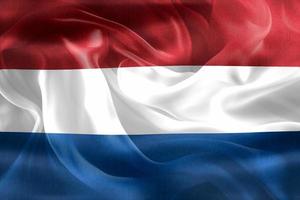 3D-Illustration of a Netherlands flag - realistic waving fabric flag photo