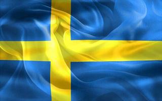 3D-Illustration of a Sweden flag - realistic waving fabric flag photo