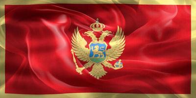 Ilustración 3d de una bandera de montenegro - bandera de tela ondeante realista foto